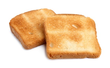 Photo of Pieces of fresh toast bread isolated on white