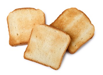 Photo of Piece of fresh toast bread isolated on white, top view