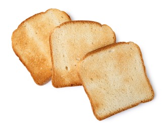 Photo of Piece of fresh toast bread isolated on white, top view