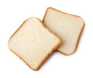 Photo of Piece of fresh toast bread isolated on white, top view