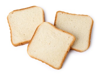 Photo of Piece of fresh toast bread isolated on white, top view