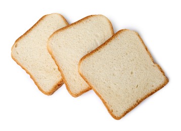 Photo of Piece of fresh toast bread isolated on white, top view