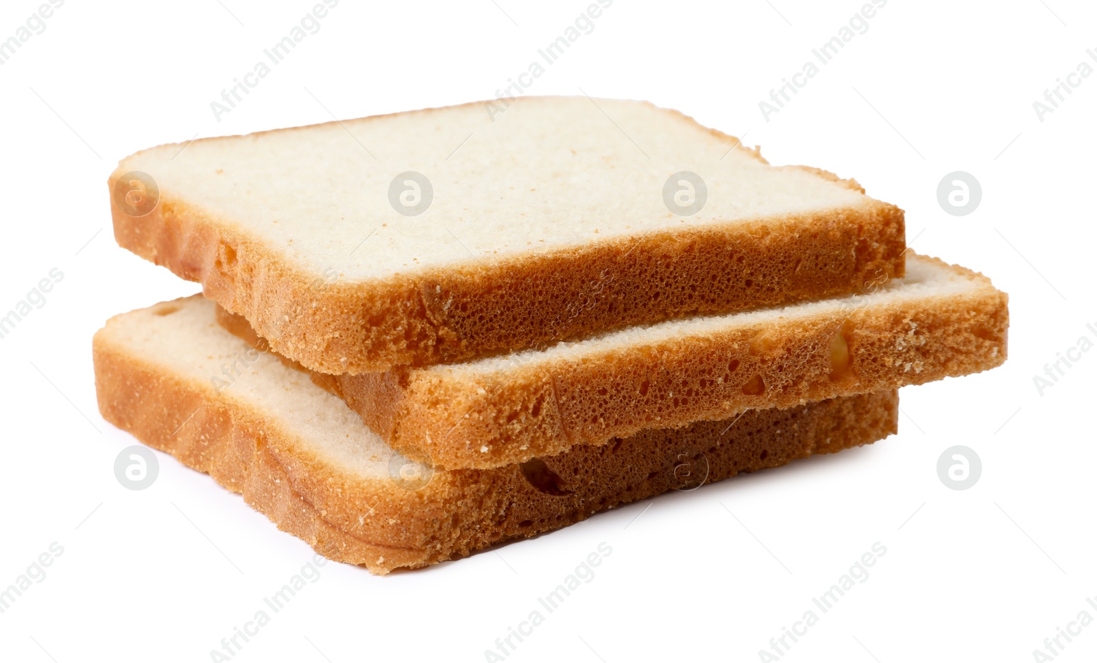 Pieces of fresh toast bread isolated on white Photo of Pieces of fresh toast bread isolated on white