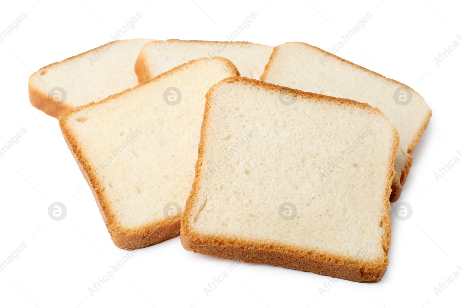 Pieces of fresh toast bread isolated on white Photo of Pieces of fresh toast bread isolated on white