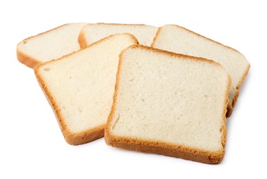 Photo of Pieces of fresh toast bread isolated on white