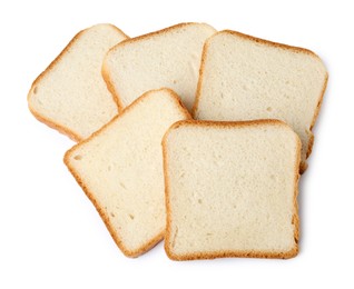Photo of Piece of fresh toast bread isolated on white, top view