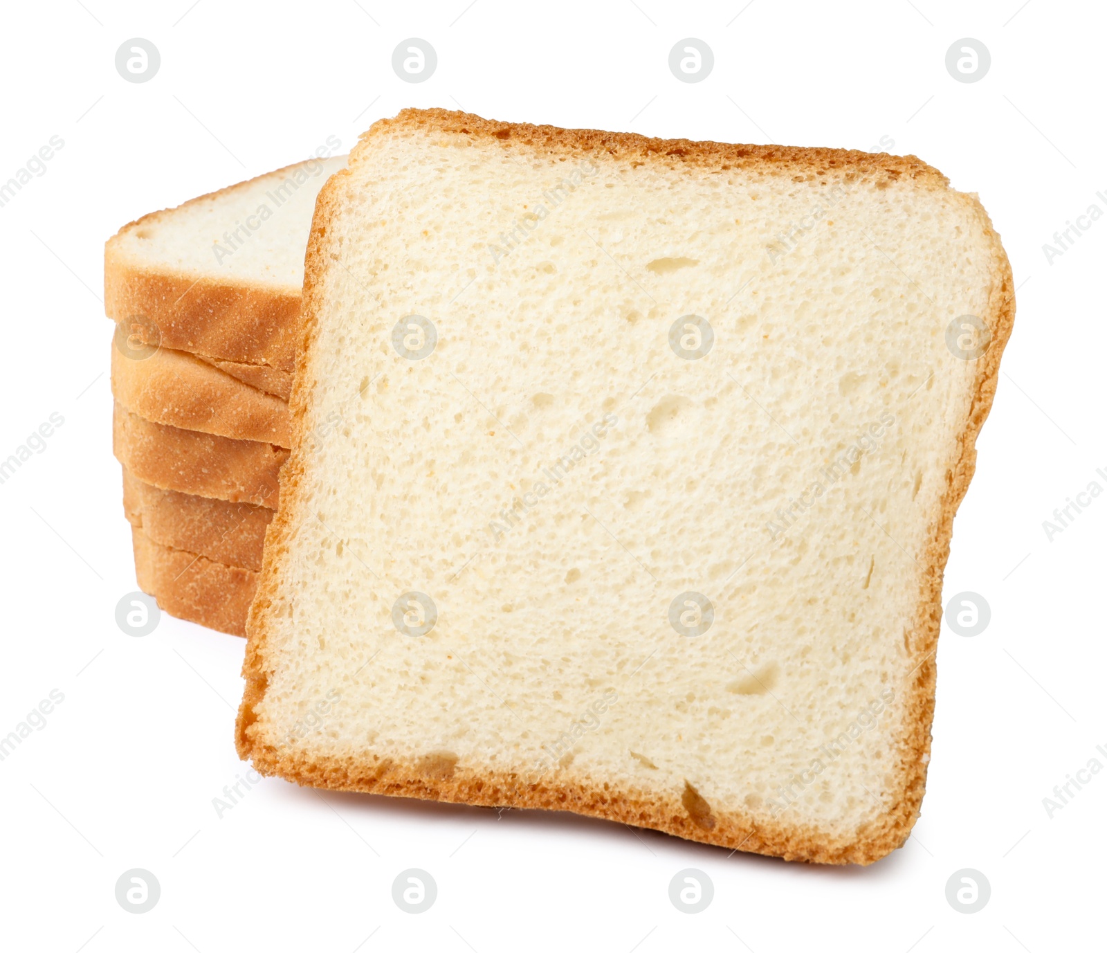 Pieces of fresh toast bread isolated on white Photo of Pieces of fresh toast bread isolated on white