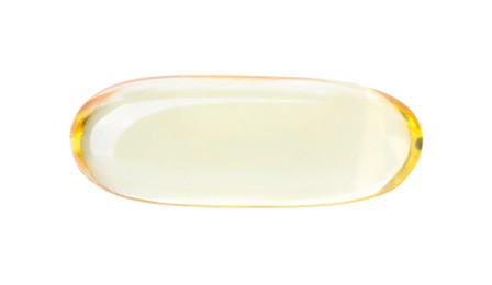 Photo of Collagen capsule isolated on white, top view