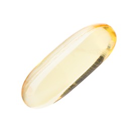 Photo of Collagen capsule isolated on white, top view