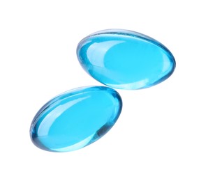 Photo of Collagen capsules isolated on white, top view
