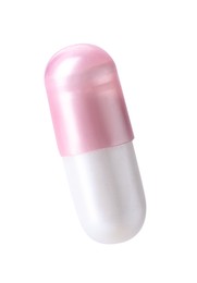Photo of Collagen capsule isolated on white. Dietary supplement