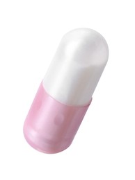 Photo of Collagen capsule isolated on white. Dietary supplement