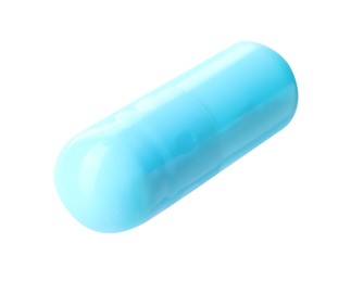 Photo of Collagen capsule isolated on white. Dietary supplement