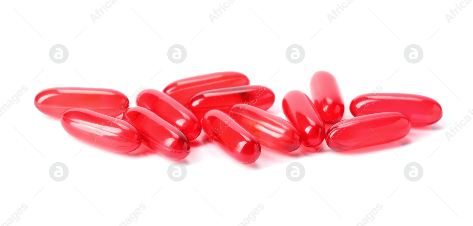 Collagen capsules isolated on white. Dietary supplement Photo of Collagen capsules isolated on white. Dietary supplement