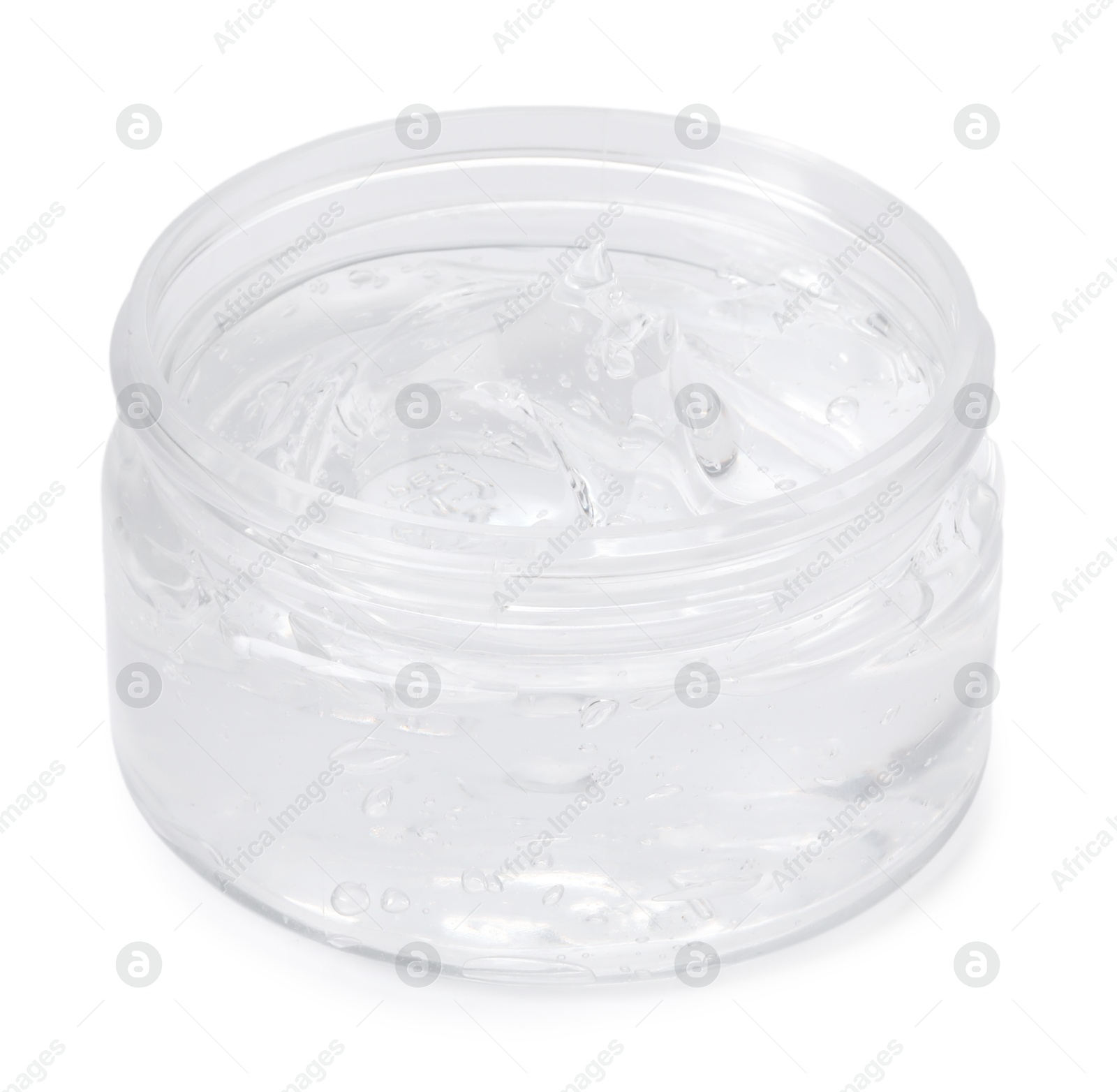 Jar of collagen gel isolated on white Photo of Jar of collagen gel isolated on white