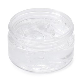 Photo of Jar of collagen gel isolated on white