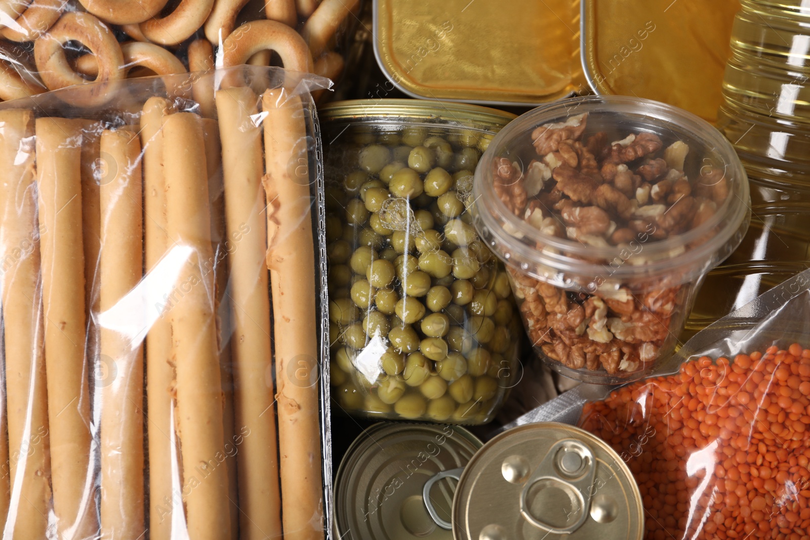 Different food products as background, top view Photo of Different food products as background, top view