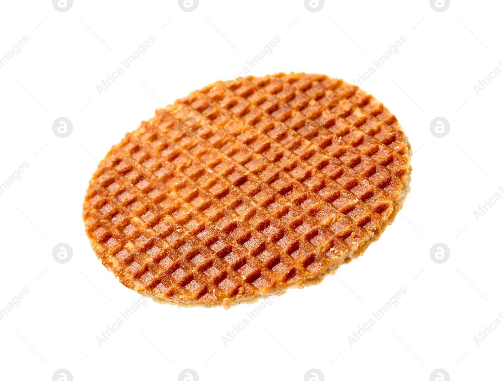 One tasty Dutch waffle isolated on white Photo of One tasty Dutch waffle isolated on white