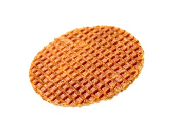 Photo of One tasty Dutch waffle isolated on white