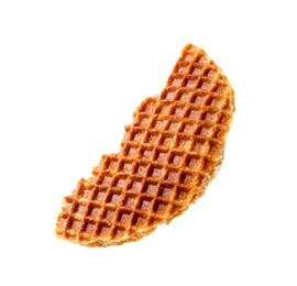 Photo of Piece of tasty waffle isolated on white