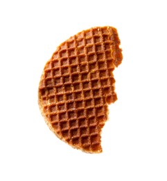 Photo of Piece of tasty waffle isolated on white