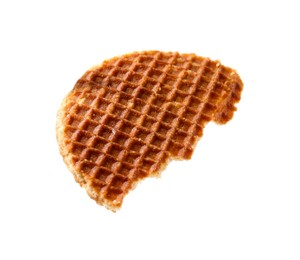 Photo of Piece of tasty waffle isolated on white