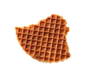 Photo of Piece of tasty waffle isolated on white