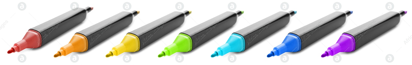 Color double sided markers on white background, set Image of Color double sided markers on white background, set