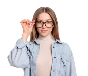 Photo of Portrait of teenage girl on white background