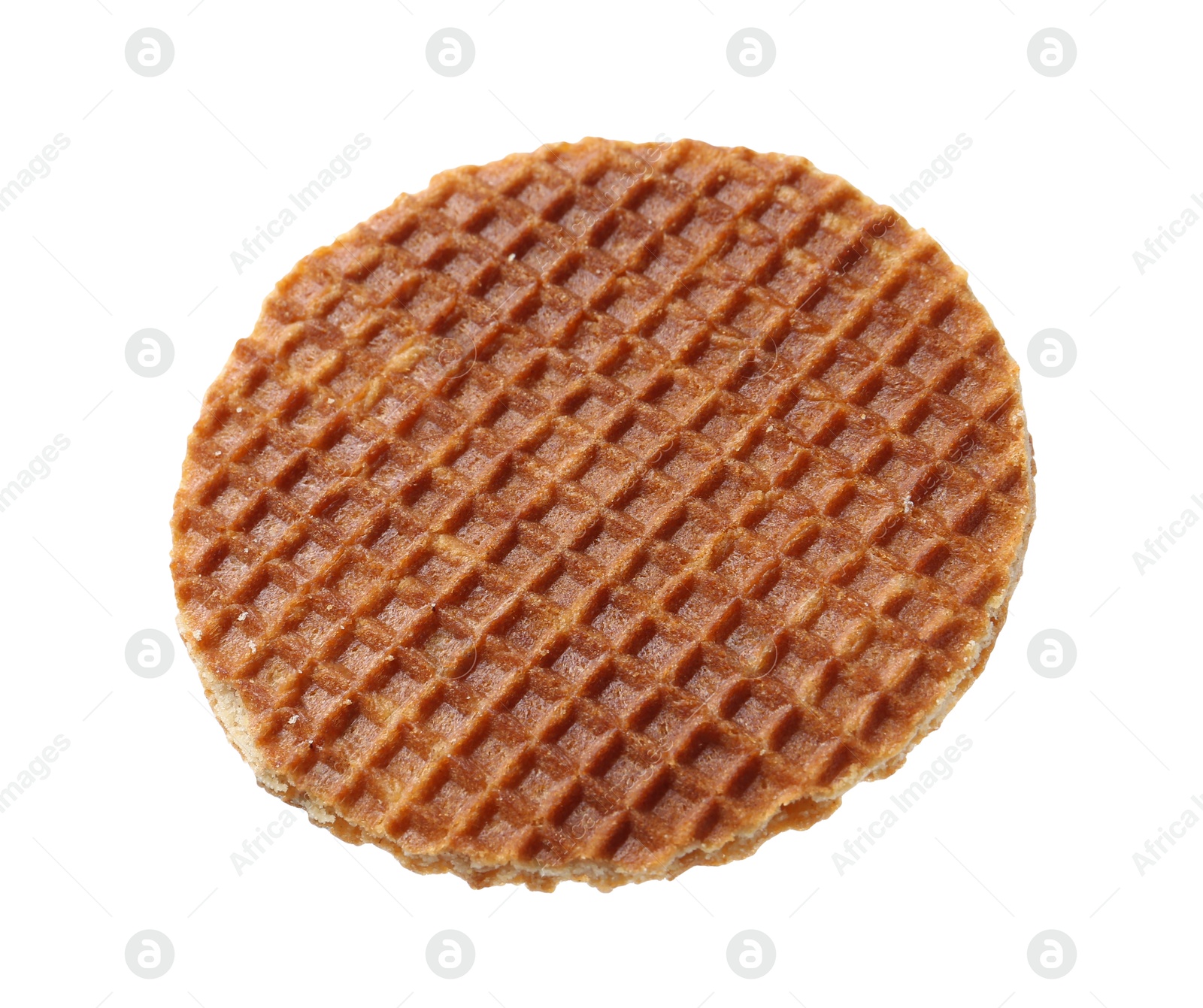 One tasty Dutch waffle isolated on white Photo of One tasty Dutch waffle isolated on white