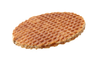 Photo of One tasty Dutch waffle isolated on white