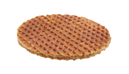 Photo of One tasty Dutch waffle isolated on white