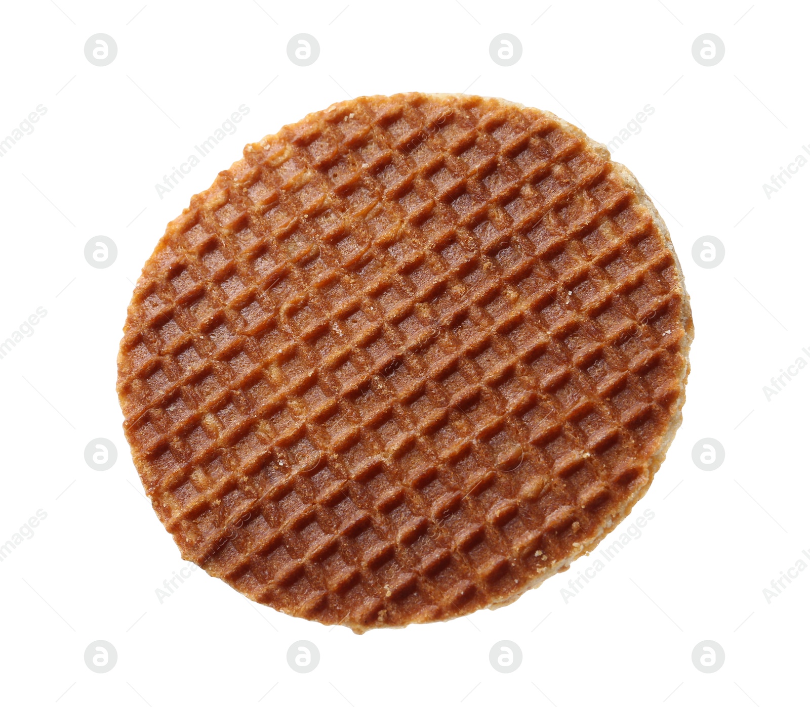 One tasty Dutch waffle isolated on white Photo of One tasty Dutch waffle isolated on white
