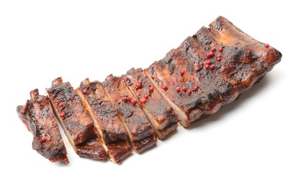 Photo of Delicious roasted pork ribs isolated on white