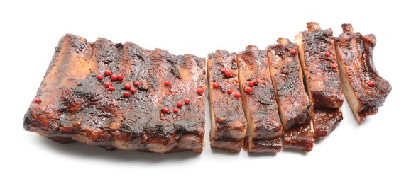 Photo of Delicious roasted pork ribs isolated on white
