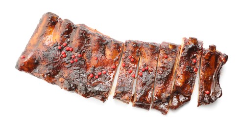 Photo of Delicious roasted pork ribs isolated on white