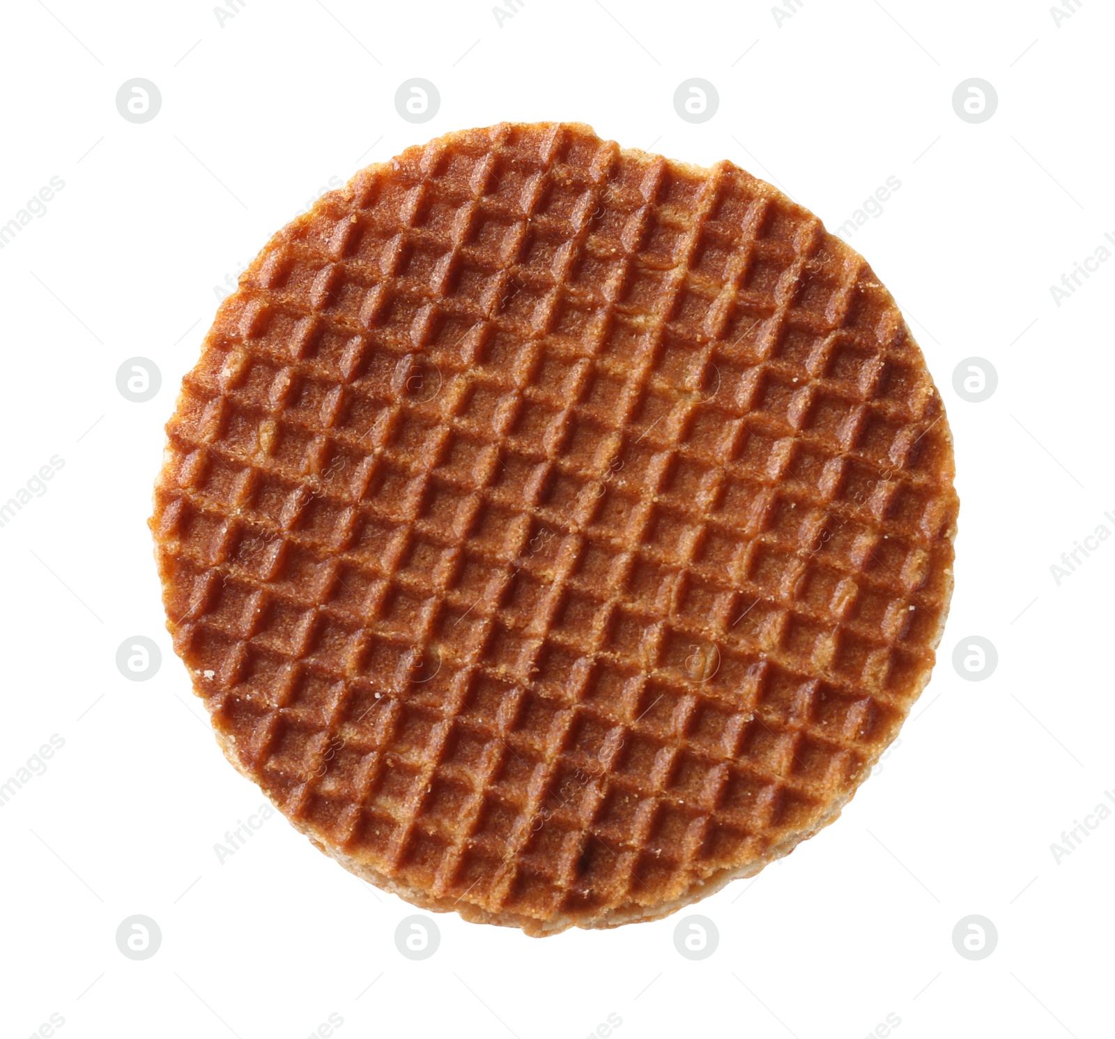 One tasty Dutch waffle isolated on white Photo of One tasty Dutch waffle isolated on white