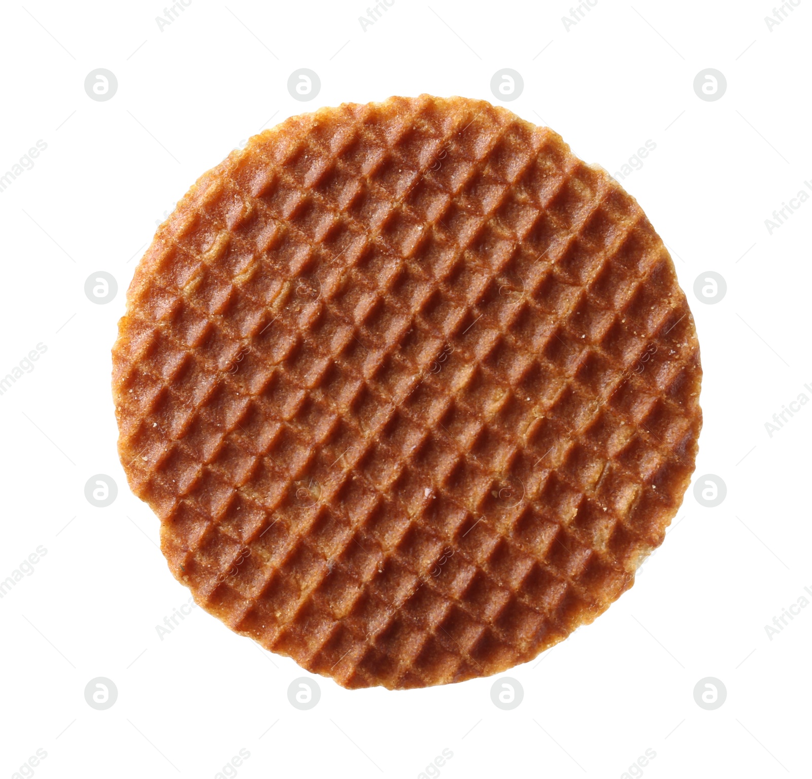 One tasty Dutch waffle isolated on white Photo of One tasty Dutch waffle isolated on white