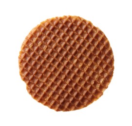 Photo of One tasty Dutch waffle isolated on white
