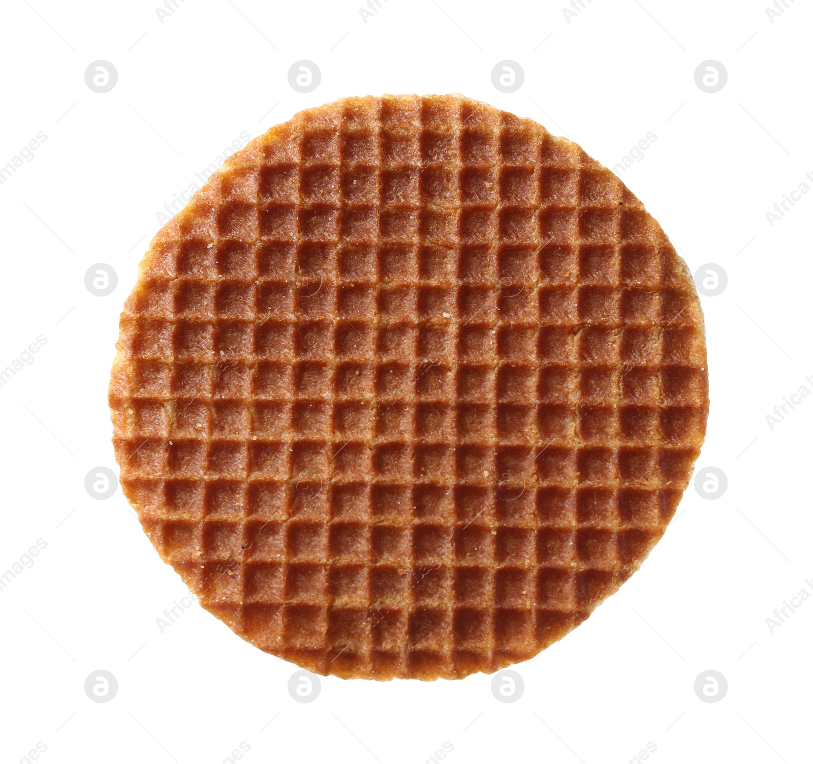 One tasty Dutch waffle isolated on white Photo of One tasty Dutch waffle isolated on white