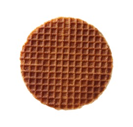 Photo of One tasty Dutch waffle isolated on white