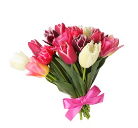 Photo of Bouquet of beautiful tulips isolated on white