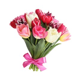 Photo of Bouquet of beautiful tulips isolated on white