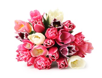 Photo of Bouquet of beautiful tulips isolated on white