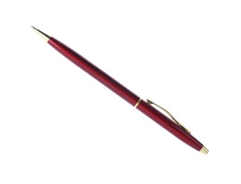 Photo of One stylish pen in air isolated on white