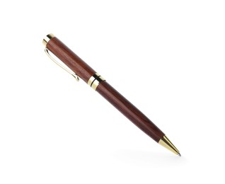 Photo of One stylish pen in air isolated on white