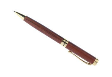 Photo of One stylish pen in air isolated on white
