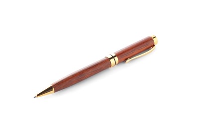 Photo of One stylish pen isolated on white. Office supply