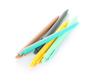 Photo of Stylish pens isolated on white. Office supply