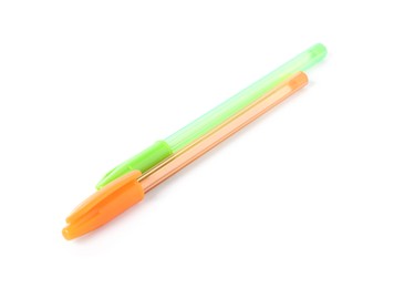 Photo of Stylish pens isolated on white. Office supply